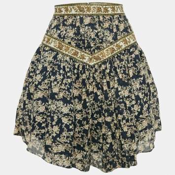 Isabel Marant Etoile Blue Floral Print Cotton Vega Mini Skirt XS