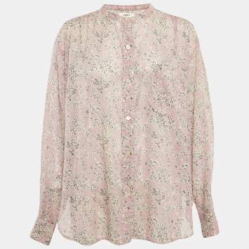 Isabel Marant Etoile Purple Floral Print Cotton Loose Fit Shirt M