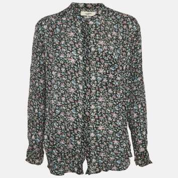 Pre Owned Isabel Marant Etoile Dark Green Printed Crepe Top XL