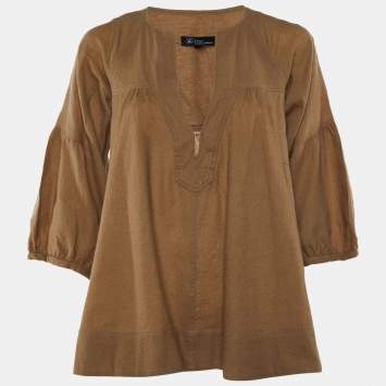 Pre Owned Isabel Marant Etoile Brown Wool Flared Blouse M