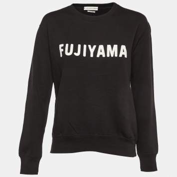 Pre Owned Isabel Marant Etoile Black Cotton Fleece Fujiyama Embroidered Sweatshirt M