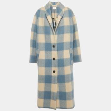 Pre Owned Isabel Marant Etoile Blue / Beige Plaid Felt Klelayo Coat S