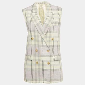 Pre Owned Isabel Marant Etoile Multicolor Checker Linen Vest & Shorts S