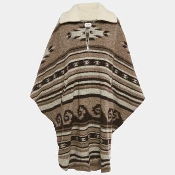 Pre Owned Isabel Marant Etoile Patterned Wool Ribbed Collar Cape XS