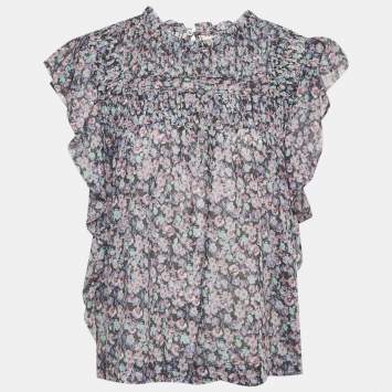 Pre Owned Isabel Marant Etoile Blue Floral Print Cotton Layona Blouse M