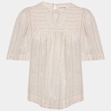 Pre Owned Isabel Marant Etoile Pink Lurex Striped Cotton Blouse M