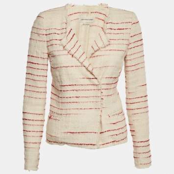 Pre Owned Isabel Marant Etoile Cream /Red Striped Tweed Glenn Jacket M