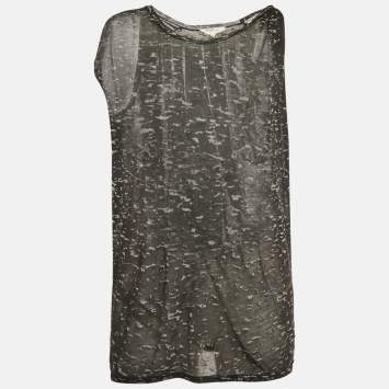 Pre Owned Isabel Marant Etoile Monochrome Patterned Jersey Sleeveless Top M