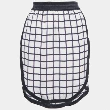 Pre Owned Isabel Marant Etoile White Windowpane Silk Skirt S
