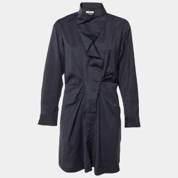Pre Owned Isabel Marant Etoile Midnight Blue Patterned Wool Draped Mini Dress M