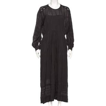 Pre Owned Isabel Marant Etoile Black Knit Buttoned Shoulder Detail Maxi Dress S