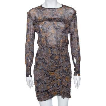 Pre Owned Isabel Marant Etoile Multicolored Printed Ruched Dress XS