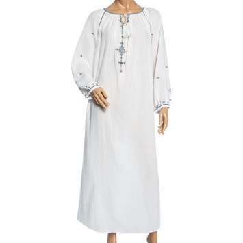 Pre Owned Isabel Marant Etoile White Cotton Embroidered Meadlon Dress S 