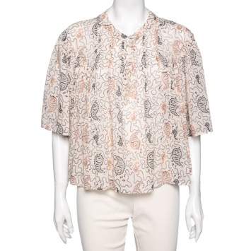 Pre Owned Isabel Marant Etoile Pale Pink Printed Cotton Algari Blouse M