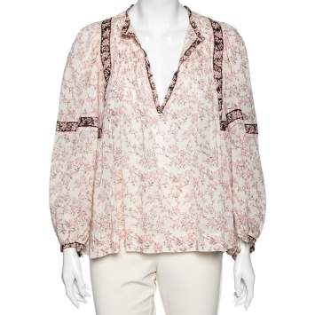 Pre Owned Isabel Marant Etoile Pale Pink Floral Printed Violette Blouse M