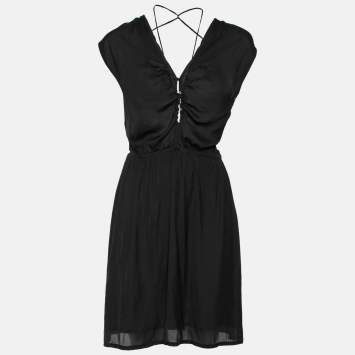 Pre Owned Isabel Marant Etoile Black Chiffon Lace-Up Sleeveless Dress 