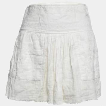 Pre Owned Isabel Marant Etoile White Embroidered Cotton Mini Skirt S