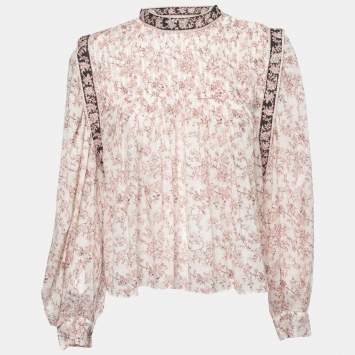 Pre Owned Isabel Marant Etoile Multicolor Floral Printed Pleated Front Blouse M