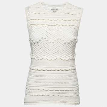Pre Owned Isabel Marant Etoile Off White Knit Sleeveless Top M