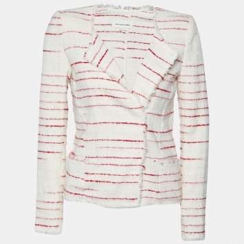 Pre Owned Isabel Marant Etoile Cream & Red Striped Tweed Glenn Jacket M