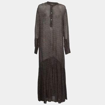 Pre Owned Isabel Marant Etoile Multicolor Printed Crepe Button Detail Ruffled Hem Maxi Dress M