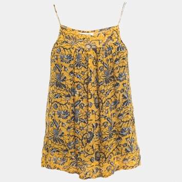 Pre Owned Isabel Marant Etoile Yellow Floral Printed Sleeveless Top M