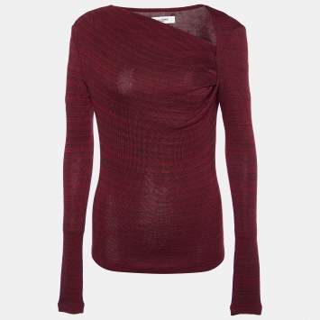 Pre Owned Isabel Marant Etoile Burgundy Knit Draped Top M