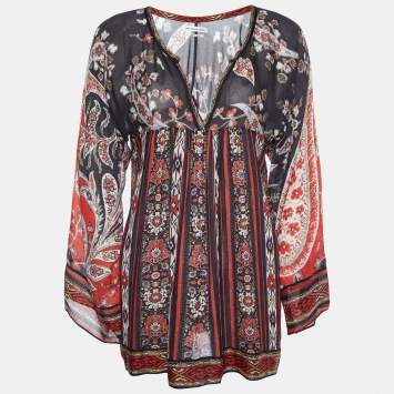 Pre Owned Isabel Marant Etoile Multicolor Printed Chiffon Crepe Top S