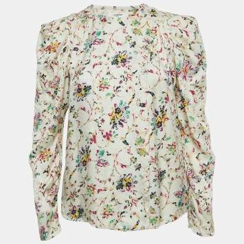 Pre Owned Isabel Marant Etoile Multicolor Print Crepe Long Sleeve Blouse XS