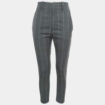 Isabel Marant Etoile Grey Plaid Wool Trousers S