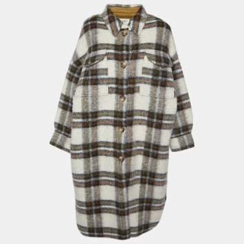 Pre Owned Isabel Marant Etoile Off-White Checked Wool Gaston Oversized Coat XS