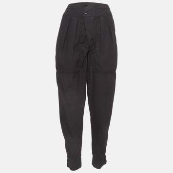 Pre Owned Isabel Marant Etoile Black Cotton Tapered High Rise Trousers XS