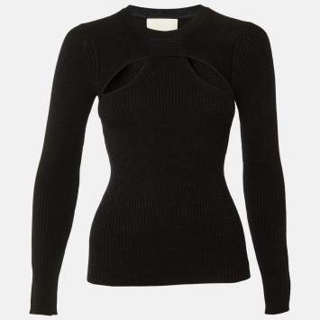Pre Owned Isabel Marant Black Merino Wool Knit Zana Cut-Out Jumper S 