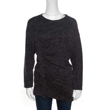 Pre Owned Isabel Marant Etoile Grey Melange Jersey Ruffled Long Sleeve Malo Top M