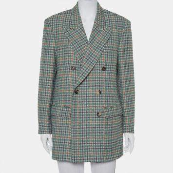 Pre Owned Isabel Marant Green Prince Of Wales Checkered Cotton Double Breasted Telis Blazer M