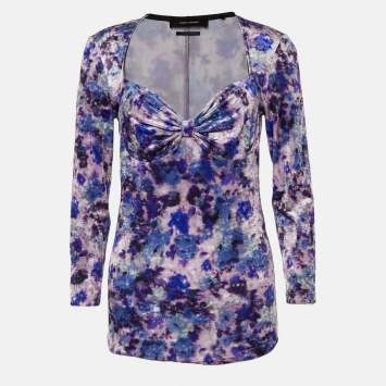 Pre Owned Isabel Marant Purple Printed Velvet Gubaia Top M
