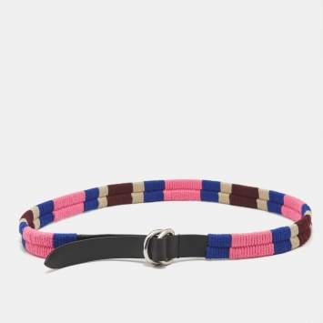 Isabel Marant Multicolor Stripe Fabric and Leather Waist Belt