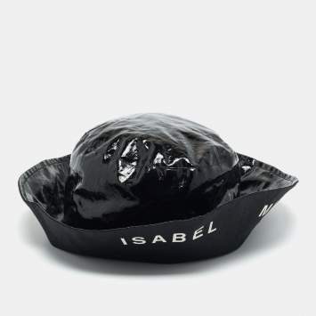 Pre Owned Isabel Marant Black Coated Linen Loiena Bucket Hat Size 58