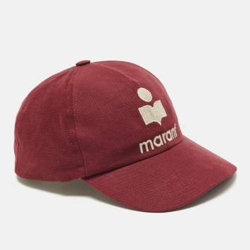 Pre Owned isabel Marant Red Tyron Logo Canvas Baseball Cap Size 59