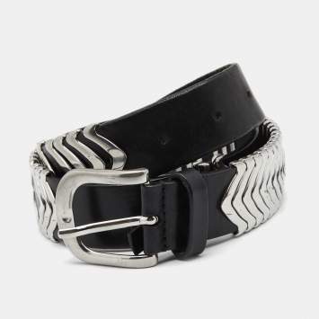 Pre Owned Isabel Marant Black Leather Tehora Embellished Buckle Belt 