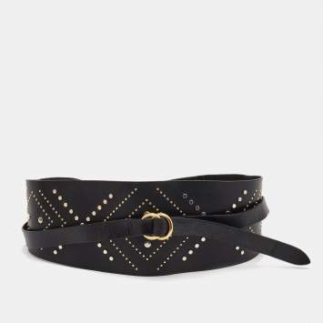 Pre Owned Isabel Marant Black Leather Studded Waist Belt
