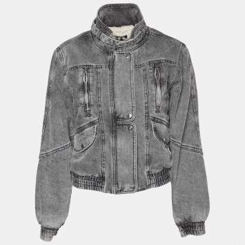 Pre Owned Isabel Marant Grey Nonstretch Denim Vlasta Utility Crop Jacket S