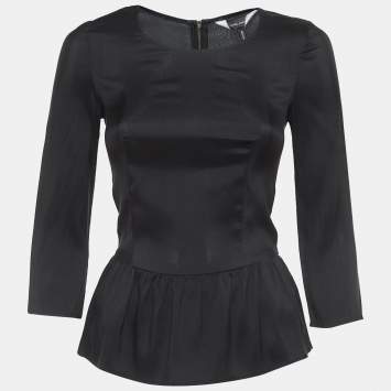 Pre Owned Isabel Marant Black Silk Gathered Blouse S
