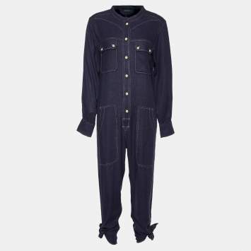 Pre Owned Isabel Marant Faded Night Blue Silk Jumpsuit S