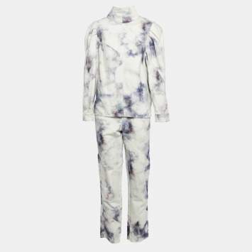 Pre Owned Isabel Marant Purple Tie-Dye Print Denim Jacket and Pants Set M