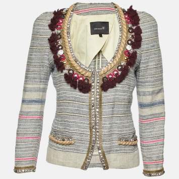 Pre Owned Isabel Marant Beige Embellished Linen Jacket S