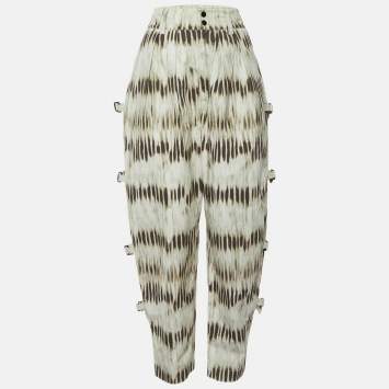 Pre Owned Isabel Marant Beige Tie-Dye Print Cotton Buckle Detail Pants L