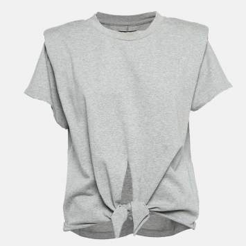 Pre Owned Isabel Marant Grey Cotton Jersey Belita Tie Waist T-Shirt M