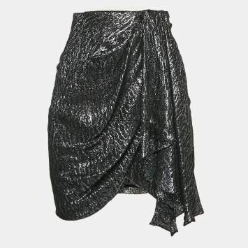 Pre Owned Isabel Marant Metallic Silk Blend Mini Skirt M