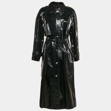 Pre Owned Isabel Marant Black Cotton Blend Single Breasted Trench Coat M